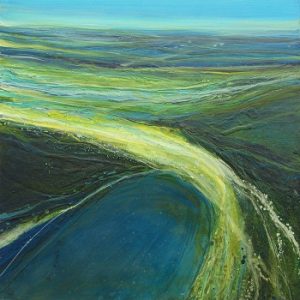 Coastal Aerial View by Alison McGill, Oil and wax on board