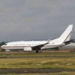 This Boeing 737, seen in Glasgow, Scotland on Sept. 7, 2003, has been identified by European investigators as a plane used for CIA rendition flights. (AP Photo/Fred Seggie)